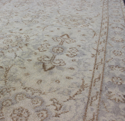 Vintage Turkish Oushak Rug with All - Over Floral Design in Ivory, Gray and Brown, rug dur - 3620, country of origin / type: Turkey / Oushak, circa mid - 20th century The design of this beautiful vintage Oushak rug from mid - 20th century Turkey is enha... - Keivan Woven ArtsTU - DUR - 3620 - 6820Rug