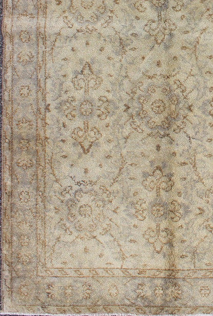 Vintage Turkish Oushak Rug with All - Over Floral Design in Ivory, Gray and Brown, rug dur - 3620, country of origin / type: Turkey / Oushak, circa mid - 20th century The design of this beautiful vintage Oushak rug from mid - 20th century Turkey is enha... - Keivan Woven ArtsTU - DUR - 3620 - 6820Rug