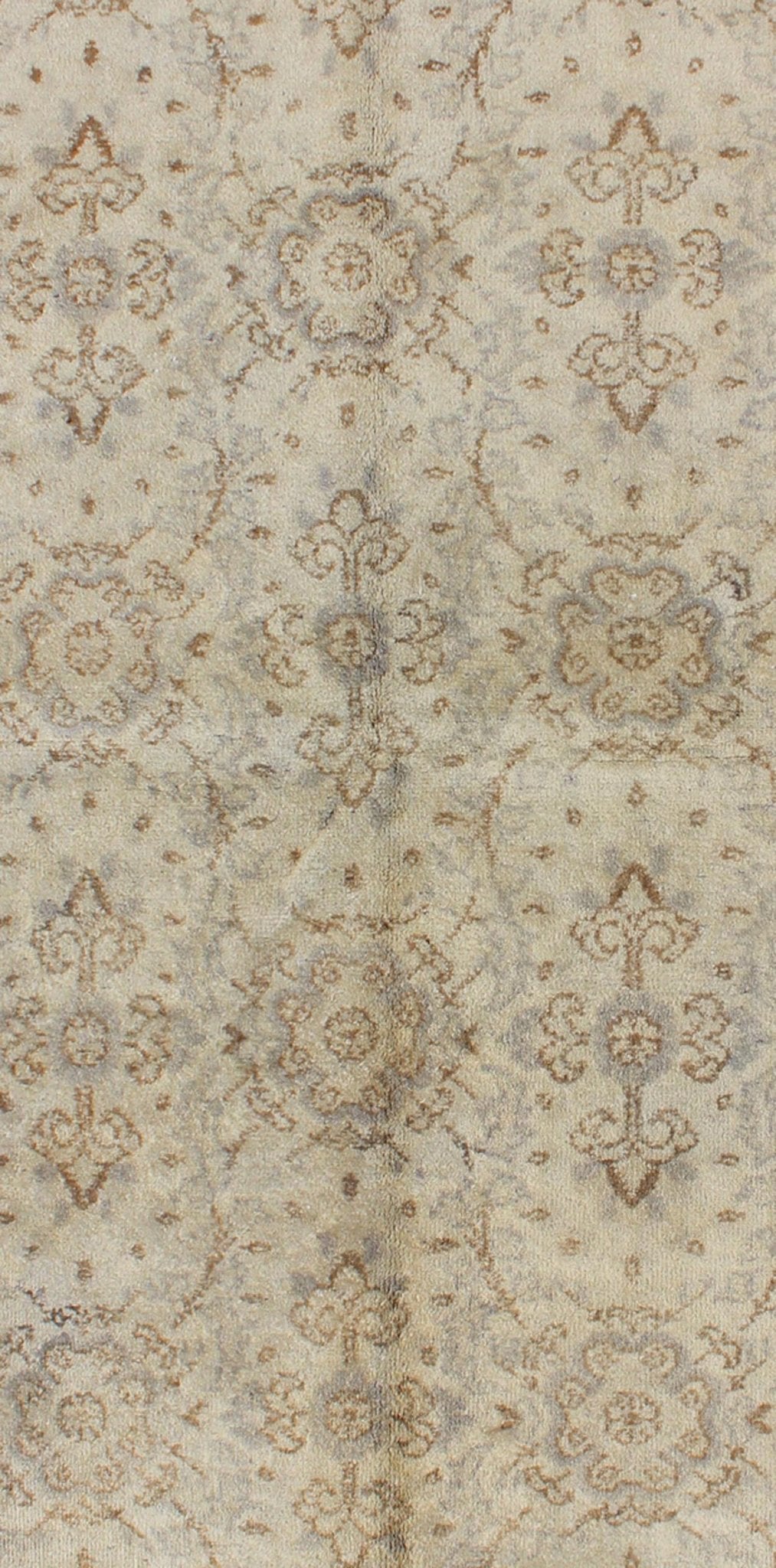 Vintage Turkish Oushak Rug with All - Over Floral Design in Ivory, Gray and Brown, rug dur - 3620, country of origin / type: Turkey / Oushak, circa mid - 20th century The design of this beautiful vintage Oushak rug from mid - 20th century Turkey is enha... - Keivan Woven ArtsTU - DUR - 3620 - 6820Rug