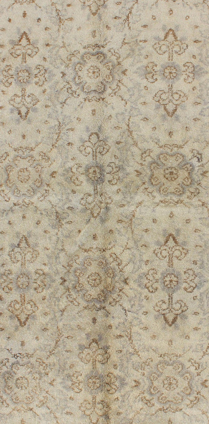 Vintage Turkish Oushak Rug with All - Over Floral Design in Ivory, Gray and Brown, rug dur - 3620, country of origin / type: Turkey / Oushak, circa mid - 20th century The design of this beautiful vintage Oushak rug from mid - 20th century Turkey is enha... - Keivan Woven ArtsTU - DUR - 3620 - 6820Rug