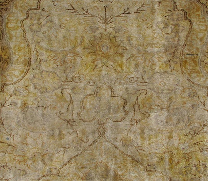 Silk Turkish Sivas Rug in Shades of Ivory, Brown and Yellow, rug dur - 95073, country of origin / type: Turkey / Oushak, circa mid - 20th century. This vintage Turkish Sivas carpet (circa mid - 20th century) features a central medallion design, as wel... - Keivan Woven ArtsTU - DUR - 95073 - 4526Rug