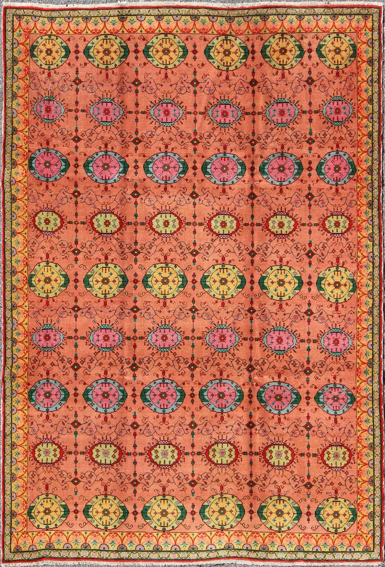 Brilliant Colors, Fine Turkish vintage Sivas rug with a unique design and color combination. tu - emd - 136019. Unique Turkish fine rug TU - EMD - 136019.Mid - 20th Century Beautiful Turkish mid - 20th century craftsmanship and inspiring oriental design allow ... - Keivan Woven ArtsTU - EMD - 136019 - 4542Rug