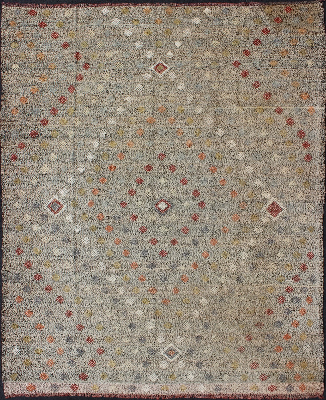 Vintage Turkish Kilim Rug with Tribal multi tiered Diamond Pattern. Turkish Kilim vintage rug with all - over tribal diamond pattern, Keivan Woven Arts/ rug/ TU - EMD - 136527, country of origin / type: Turkey / Kilim, circa mid - 20th century Measures:... - Keivan Woven ArtsTU - EMD - 136527 - 4934Rug
