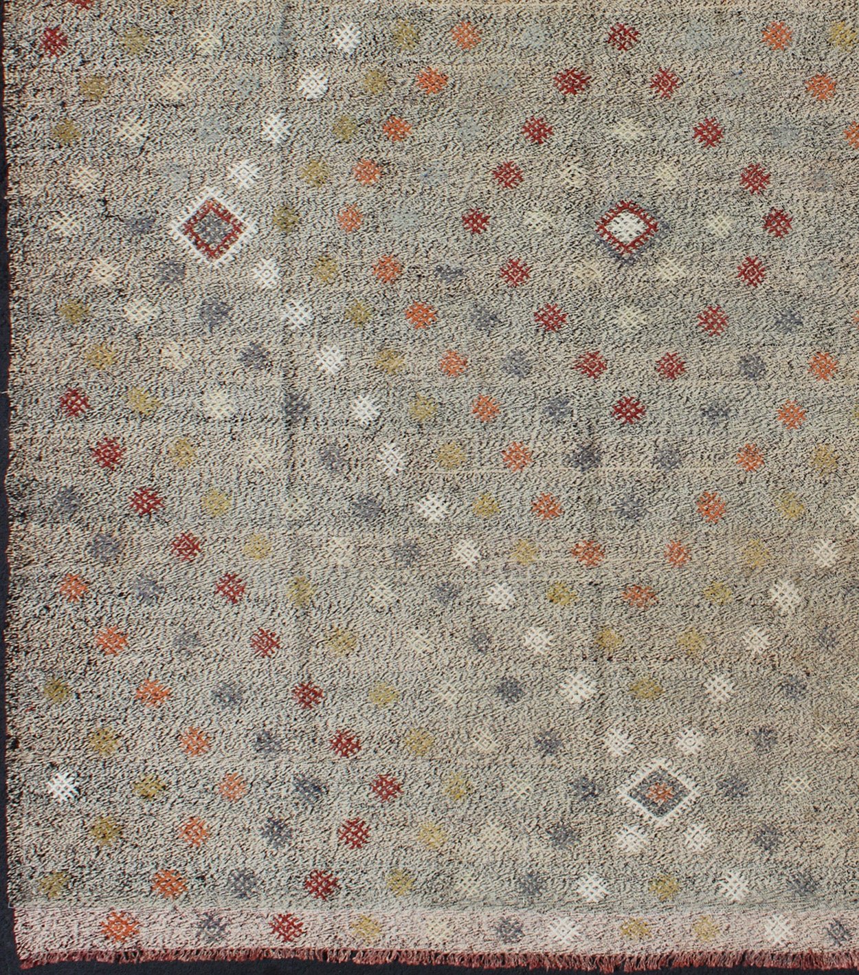 Vintage Turkish Kilim Rug with Tribal multi tiered Diamond Pattern. Turkish Kilim vintage rug with all - over tribal diamond pattern, Keivan Woven Arts/ rug/ TU - EMD - 136527, country of origin / type: Turkey / Kilim, circa mid - 20th century Measures:... - Keivan Woven ArtsTU - EMD - 136527 - 4934Rug
