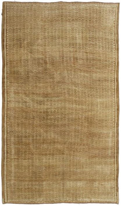 Vintage Turkish Oushak Konya Rug with Tan & Brown Diamond Pattern, Ivory Accents: This beautiful vintage Konya rug from 1950s Turkey features an intricate diamond pattern. The soft tans and medium browns add character and life to the piece, while ivory... - Keivan Woven ArtsTU - ERD - 02 - 2864Rug