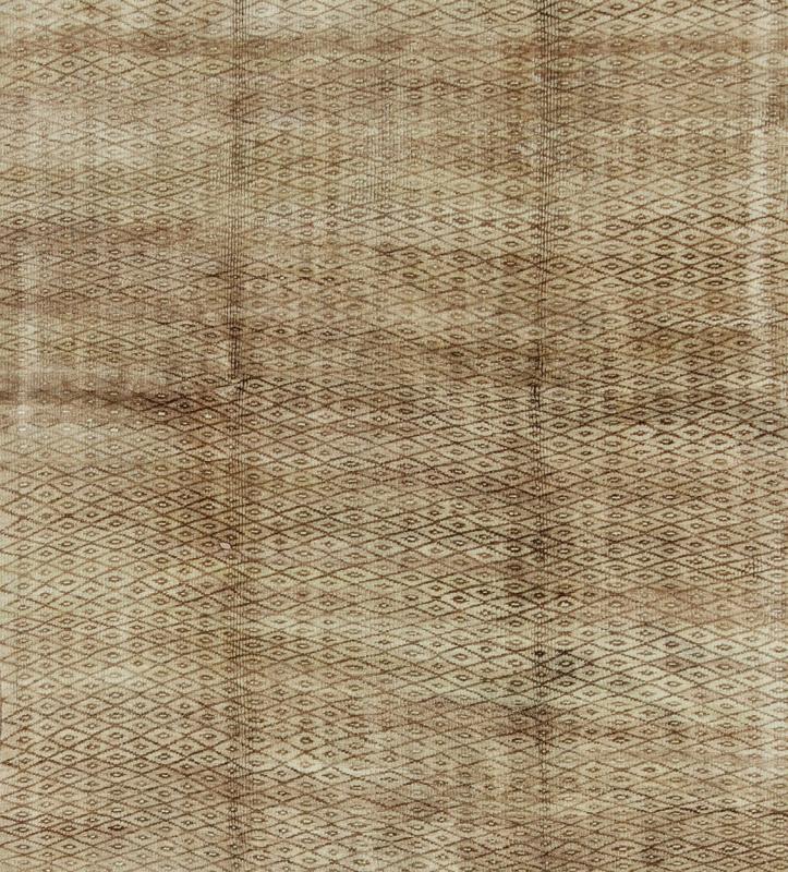Vintage Turkish Oushak Konya Rug with Tan & Brown Diamond Pattern, Ivory Accents: This beautiful vintage Konya rug from 1950s Turkey features an intricate diamond pattern. The soft tans and medium browns add character and life to the piece, while ivory... - Keivan Woven ArtsTU - ERD - 02 - 2864Rug