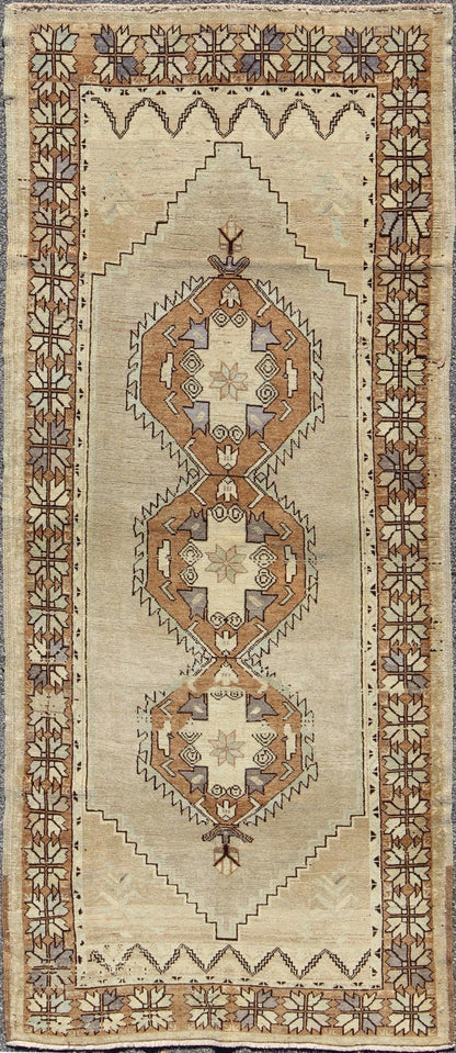 Vintage Turkish Oushak Rug with Multi - Layered Diamonds in Taupe, Gray, and Blue Turkish Oushak Rug with Multi - Layered Diamonds in Taupe, Gray, and Brown rug/tu - eyp - 136579 origin / turkey This vintage Oushak features a unique blend of ... - Keivan Woven ArtsTU - EYP - 136579 - 4960Rug