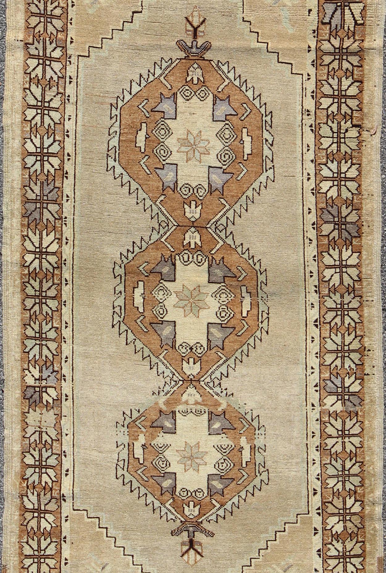 Vintage Turkish Oushak Rug with Multi - Layered Diamonds in Taupe, Gray, and Blue Turkish Oushak Rug with Multi - Layered Diamonds in Taupe, Gray, and Brown rug/tu - eyp - 136579 origin / turkey This vintage Oushak features a unique blend of ... - Keivan Woven ArtsTU - EYP - 136579 - 4960Rug