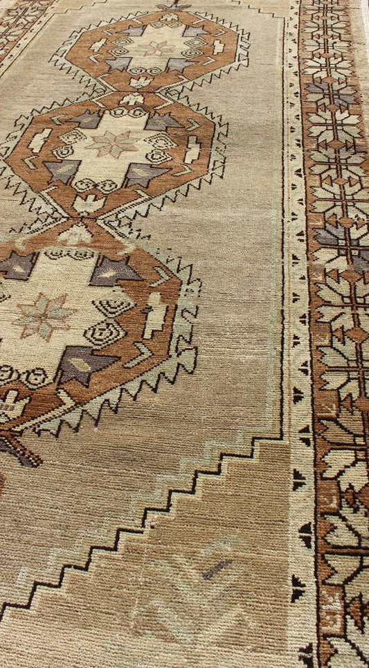Vintage Turkish Oushak Rug with Multi - Layered Diamonds in Taupe, Gray, and Blue Turkish Oushak Rug with Multi - Layered Diamonds in Taupe, Gray, and Brown rug/tu - eyp - 136579 origin / turkey This vintage Oushak features a unique blend of ... - Keivan Woven ArtsTU - EYP - 136579 - 4960Rug