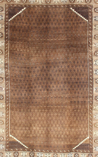 Vintage Turkish Kars Rug With a All - Over Lattce Design in Brown Tones This striking vintage Turkish carpet, from the mountainous eastern Turkey, bears a beautiful base palette of warm sienna with decorative elements in ivory. The central fie... - Keivan Woven ArtsTU - HAC - 09 - 2414Rug