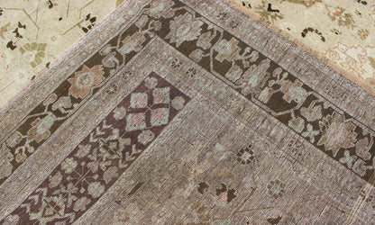 Large Vintage Floral Medallion Oushak Area Rug in Taupe, Tan, Dark Brown Measures: 8'0 x 11'0 This vintage Turkish Oushak carpet (circa mid - 20th century) features a central, multi - layered medallion design, as well as patterns of smaller ... - Keivan Woven ArtsTU - IHS - 123849 - 4558Rug