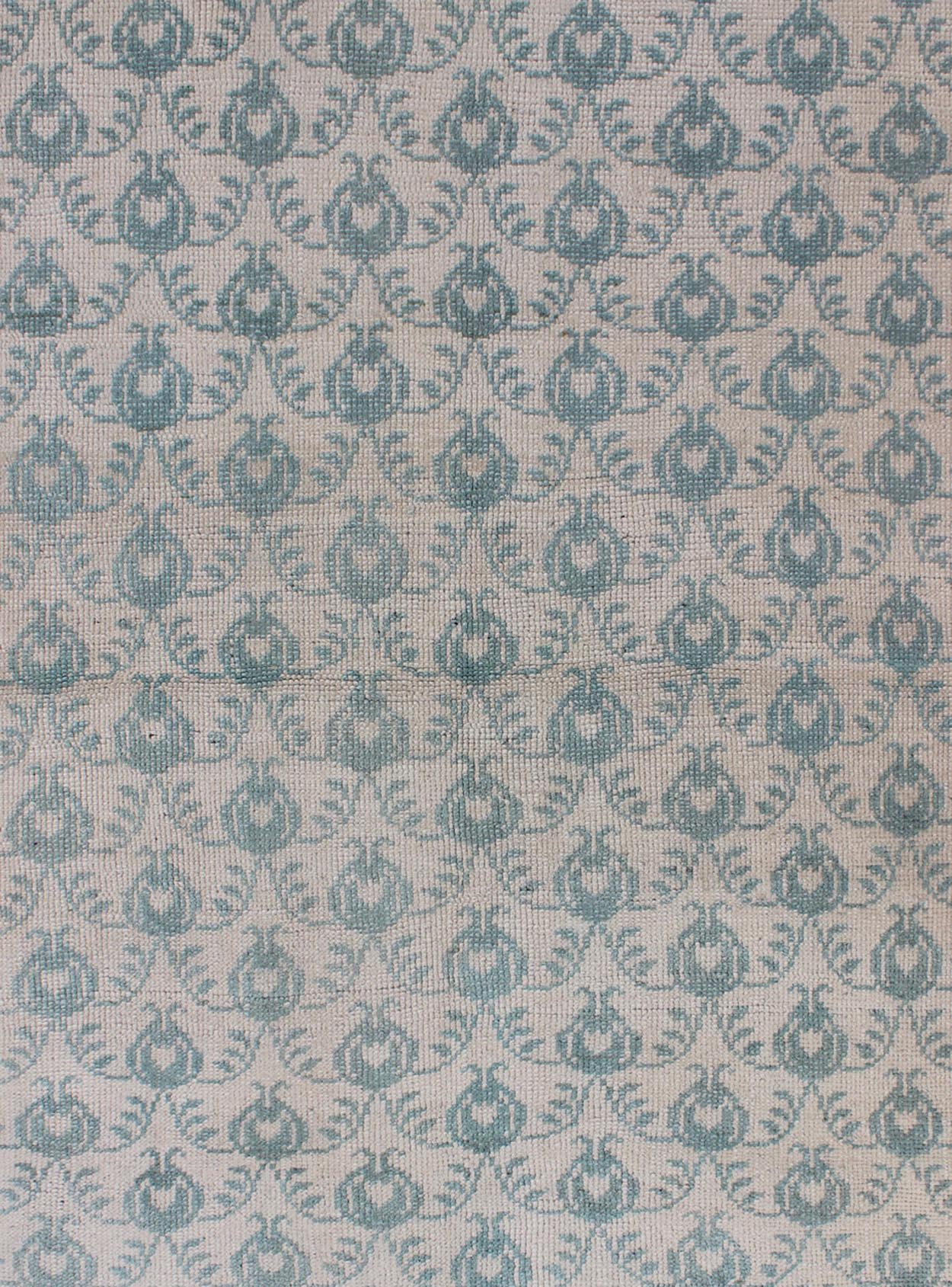 Vintage Turkish Oushak Rug With All - Over Design in Light Blue and Cream Ivory background vintage Turkish Oushak rug with all - over design in light blue, Keivan Woven Arts / rug ihs - 95155, country of origin type: Turkey Oushak, circa mid - 20th cent... - Keivan Woven ArtsTU - IHS - 95155 - 4550Rug