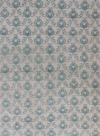 Vintage Turkish Oushak Rug With All - Over Design in Light Blue and Cream Ivory background vintage Turkish Oushak rug with all - over design in light blue, Keivan Woven Arts / rug ihs - 95155, country of origin type: Turkey Oushak, circa mid - 20th cent... - Keivan Woven ArtsTU - IHS - 95155 - 4550Rug