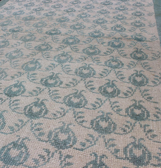 Vintage Turkish Oushak Rug With All - Over Design in Light Blue and Cream Ivory background vintage Turkish Oushak rug with all - over design in light blue, Keivan Woven Arts / rug ihs - 95155, country of origin type: Turkey Oushak, circa mid - 20th cent... - Keivan Woven ArtsTU - IHS - 95155 - 4550Rug