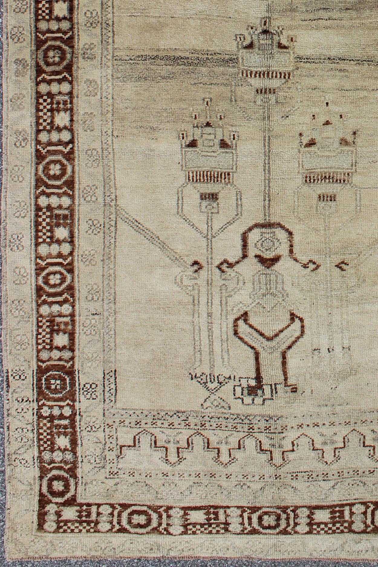 Taupe Background Turkish Vintage Oushak Rug with Tribal Design in Brown & Cream Taupe background Turkish vintage Oushak rug with tribal design in brown and cream, rug isa - 9, country of origin / type: Turkey / Oushak, circa mid - 20th century ... - Keivan Woven ArtsTU - ISA - 9 - 2908Rug