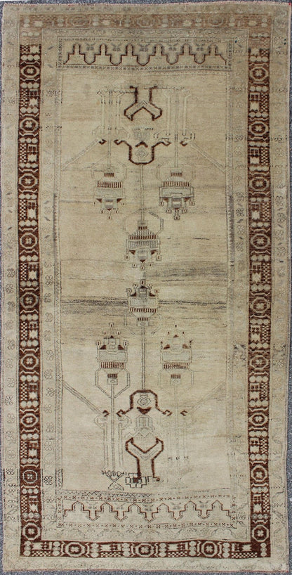 Taupe Background Turkish Vintage Oushak Rug with Tribal Design in Brown & Cream Taupe background Turkish vintage Oushak rug with tribal design in brown and cream, rug isa - 9, country of origin / type: Turkey / Oushak, circa mid - 20th century ... - Keivan Woven ArtsTU - ISA - 9 - 2908Rug