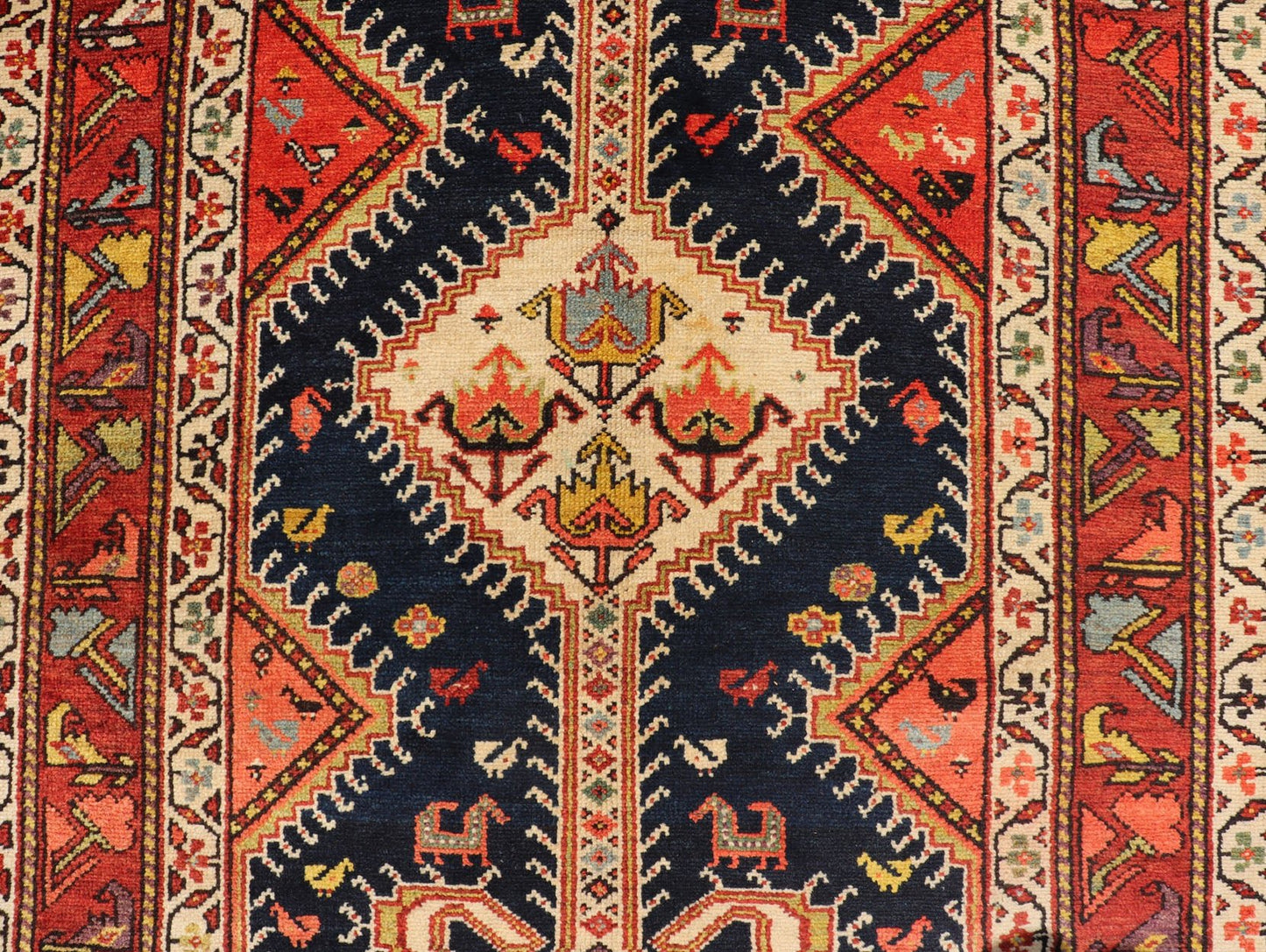 Antique Persian Qashqai Runner with Geometric Medallion Design in Vivid Colors Qashqai antique runner in multi - colors with multi - medallion geometric design, rug TU - MEV - PM809, Keivan Woven Arts / country of origin / type: Iran / Qashqai , circa ... - Keivan Woven ArtsTU - MEV - PM809 - 17020Rug