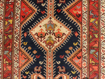 Antique Persian Qashqai Runner with Geometric Medallion Design in Vivid Colors Qashqai antique runner in multi - colors with multi - medallion geometric design, rug TU - MEV - PM809, Keivan Woven Arts / country of origin / type: Iran / Qashqai , circa ... - Keivan Woven ArtsTU - MEV - PM809 - 17020Rug