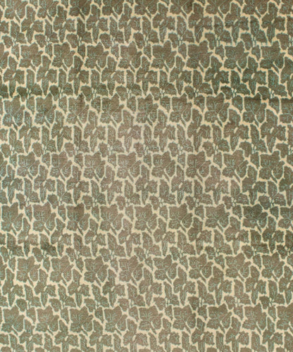 Green Leaf Pattern Vintage Rug with a Modern Design in Squared Shape. Measurements: 7' x 8'8. Rendered in green and yellow tones with a leaf pattern, this Mid - Century patterned rug is unique in both color palette and design, rendering it a great ... - Keivan Woven ArtsTU - MTU - 08 - 5327Rug