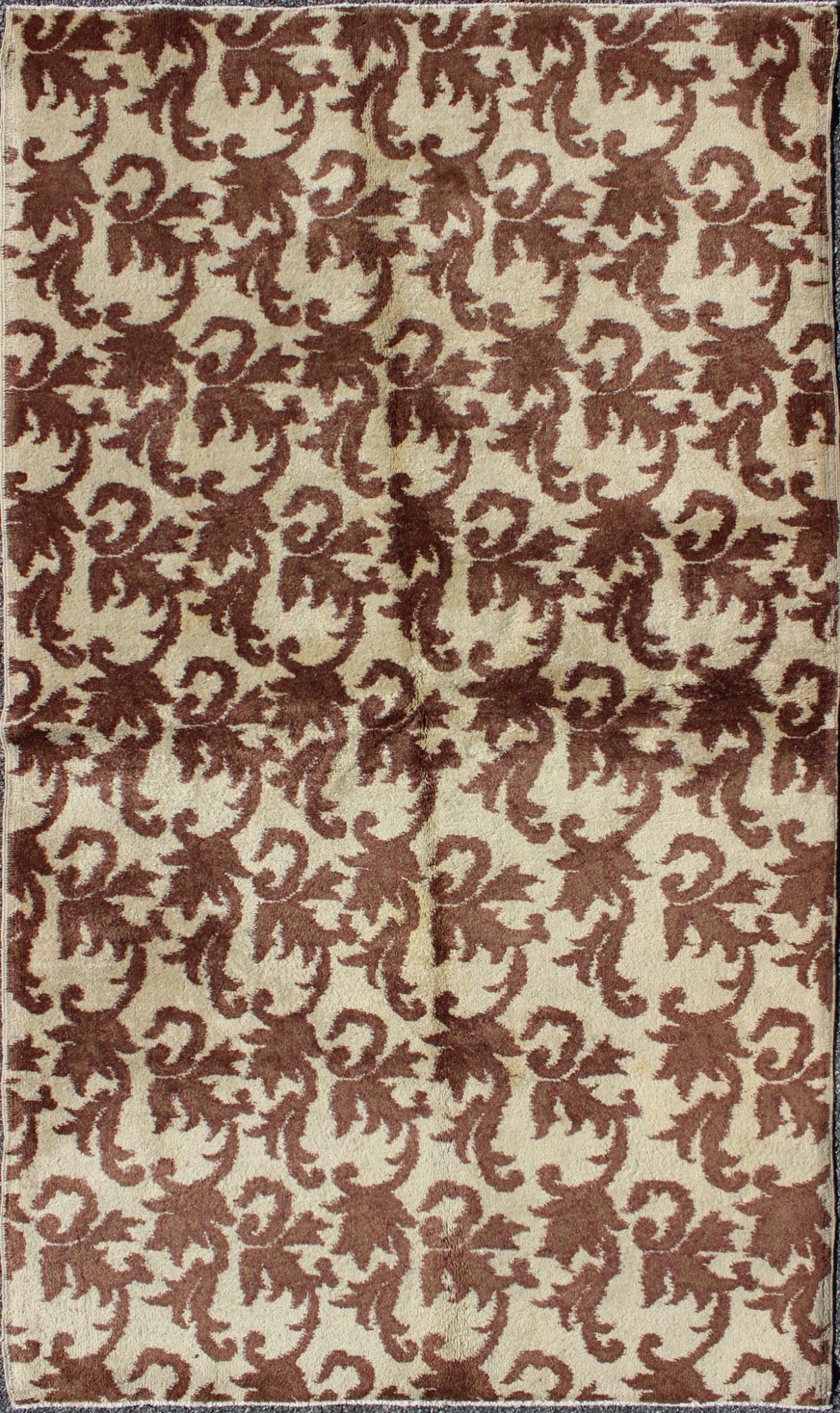 Art Deco Design Turkish Rug with a Modern Design in Chocolate Brown and Gray Taupe. Measures: 3'11 x 6'11. Rendered in an gray/taupe background with a spotted and speckled assortment of brown color, this unique Art Deco design rug has an all over... - Keivan Woven ArtsTU - MTU - 10 - 5337Rug
