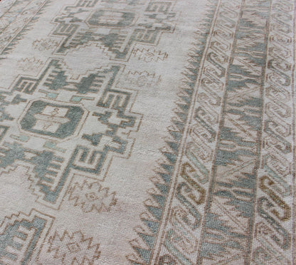 Vintage Turkish Oushak Rug with Central Medallions in Taupe and Light Green Vintage Oushak rug with central medallions light green, Keivan Woven Arts / Rug TU - MTU - 106, country of origin / type: Turkey / Oushak, circa mid - 20th century. Thi... - Keivan Woven ArtsTU - MTU - 106 - 11070Rug