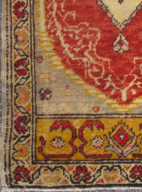 Antique Turkish Ottoman Rug with Medallion and Flowers in Yellow, Red, Gray kwarugs Small antique Turkish Oushak rug with Medallion andflowers in yellow, red, gray, rug mtu - 136068, country of origin / type: Turkey / Oushak, Early 20th century ... - Keivan Woven ArtsTU - MTU - 136068 - 4590Rug
