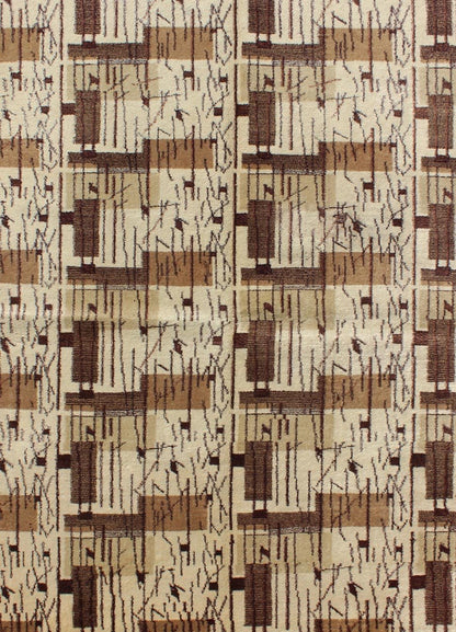 Mid - Century Modern rug with jagged stripes and blocks design in shades of brown. Keivan Woven Arts / rug TU - MTU - 136550, country of origin / type: Turkey / Oushak, circa mid - 20th century. This rug captures the spirit of the Mid - Century Modern mov... - Keivan Woven ArtsTU - MTU - 136550 - 4988Rug