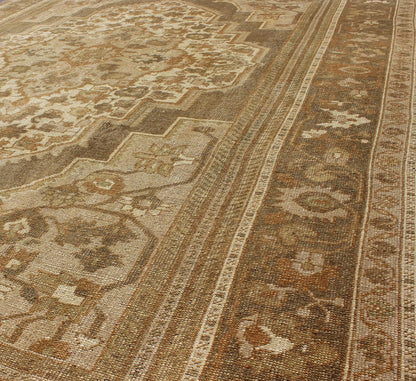Vintage Turkish Oushak Rug with Ivory, Tan, Light Brown Floral Medallion Design Measures 6'5 x 9'7 This vintage Turkish Oushak carpet, (circa mid - 20th century) features a floral central medallion design, as well as patterns of smaller t... - Keivan Woven ArtsTU - MTU - 136564 - 5008Rug