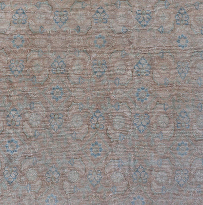 Antique Hand Knotted Persian Mahal Long Runner With Sub Geometric Motifs Geometric hand knotted Persian antique Malayer runner in blue, cream, and brown. Keivan Woven Arts / rug/TU - MTU - 234, country of origin / type: Iran / Mahal, circa 1920 M... - Keivan Woven ArtsTU - MTU - 234 - 15737Rug