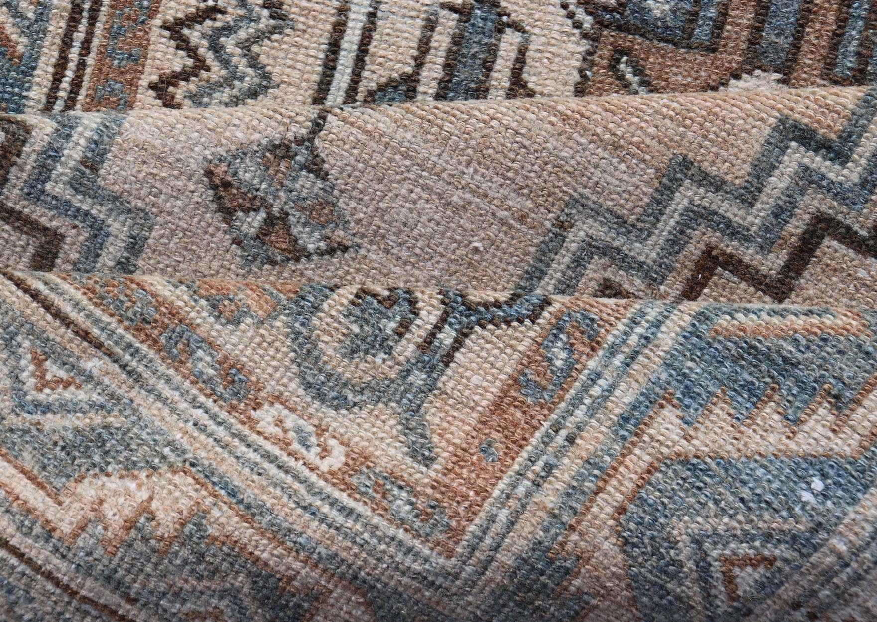 Antique Persian Hamedan Runner with Sub - Geometric Design in Soft Blue and Cream Long antique Persian Hamadan runner with sub - geometric design. Intricately designed antique Hamadan runner in light tones, Keivan Woven Arts / rug TU - MTU - 235, countr... - Keivan Woven ArtsTU - MTU - 235 - 18758Rug