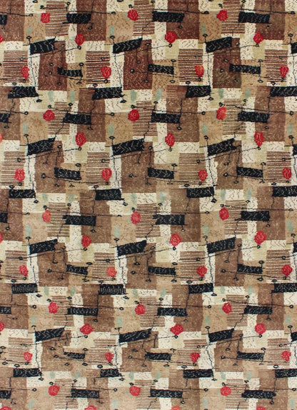 Mid - Century Modern rug with jagged stripes and blocks design in brown and red, rug mtu - 3314, country of origin / type: Turkey / Oushak, circa mid - 20th century. This rug captures the spirit of the Mid - Century Modern movement with its graphic styl... - Keivan Woven ArtsTU - MTU - 3314 - 5764Rug