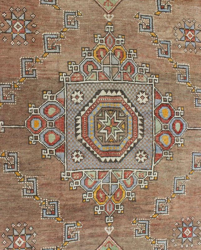 Small Oushak Carpet - Set on camel color background with Gray blue border, this small medallion Oushak displays a colorful, yet subtle color combination. 5`7 x 8`0. - Keivan Woven ArtsTU - MTU - 3317 - 5772Rug