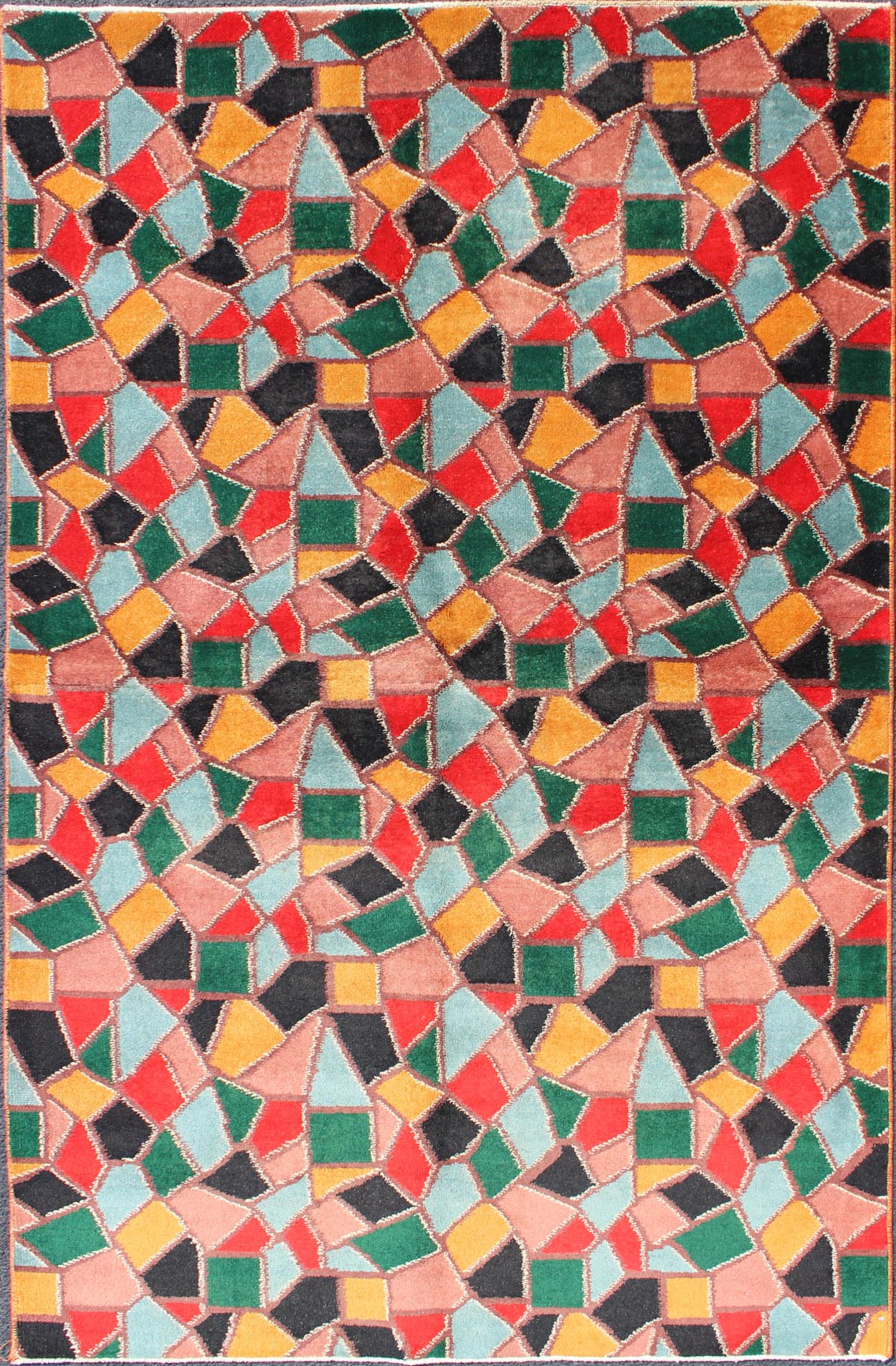 Mid - Century Modern Design Rug inspired by Stained glass & Unique Complexion Measures: 4' x 6'8. Mid - Century Modern Design Rug inspired by Stained glass Design. Mid - Century Modern Design Rug with Stained glass Design. Keivan Woven Arts, ... - Keivan Woven ArtsTU - MTU - 3326 - 5786Rug