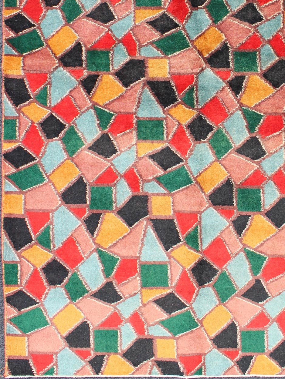 Mid - Century Modern Design Rug inspired by Stained glass & Unique Complexion Measures: 4' x 6'8. Mid - Century Modern Design Rug inspired by Stained glass Design. Mid - Century Modern Design Rug with Stained glass Design. Keivan Woven Arts, ... - Keivan Woven ArtsTU - MTU - 3326 - 5786Rug