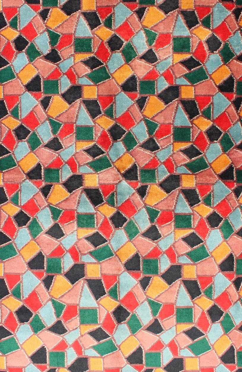 Mid - Century Modern Design Rug inspired by Stained glass & Unique Complexion Measures: 4' x 6'8. Mid - Century Modern Design Rug inspired by Stained glass Design. Mid - Century Modern Design Rug with Stained glass Design. Keivan Woven Arts, ... - Keivan Woven ArtsTU - MTU - 3326 - 5786Rug