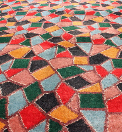 Mid - Century Modern Design Rug inspired by Stained glass & Unique Complexion Measures: 4' x 6'8. Mid - Century Modern Design Rug inspired by Stained glass Design. Mid - Century Modern Design Rug with Stained glass Design. Keivan Woven Arts, ... - Keivan Woven ArtsTU - MTU - 3326 - 5786Rug