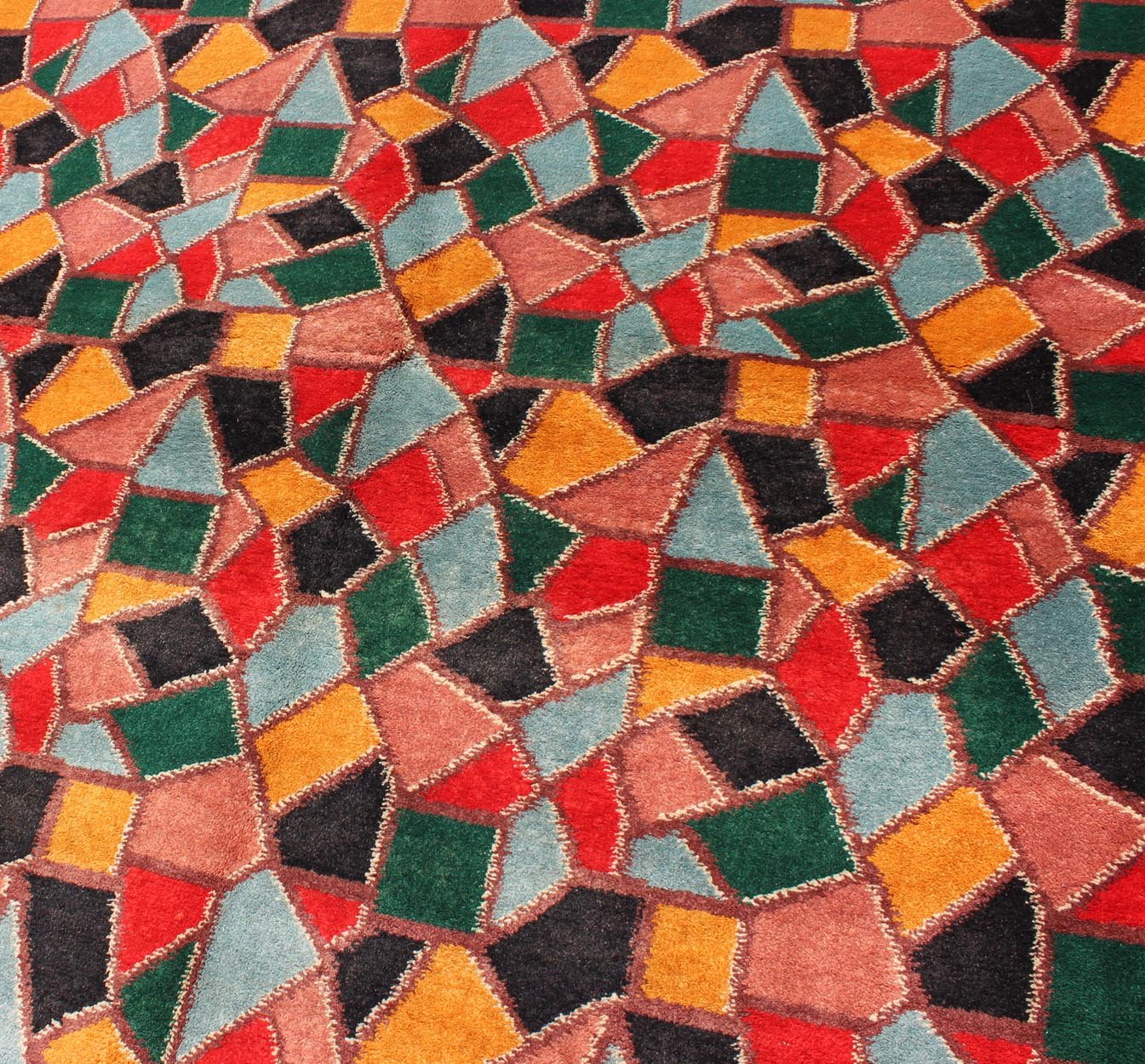 Mid - Century Modern Design Rug inspired by Stained glass & Unique Complexion Measures: 4' x 6'8. Mid - Century Modern Design Rug inspired by Stained glass Design. Mid - Century Modern Design Rug with Stained glass Design. Keivan Woven Arts, ... - Keivan Woven ArtsTU - MTU - 3326 - 5786Rug