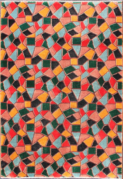 Mid - Century Modern Design Rug inspired by Stained glass Design Mid - Century Modern Design Rug with Stained glass Design. Keivan Woven Arts, rug/TU - MTU - 3327 origin/turkey #kwarugs, midcentury rug, modern design, vintage modern design rug M... - Keivan Woven ArtsTU - MTU - 3327 - 5792Rug
