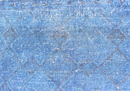 Vintage Turkish Oushak Rug Over - dyed in Blue Color with All - Over Design Fine Weave Blue and old Blue and black Turkish vintage Konya rug, later overdyed in blue to elevate the classical design/composition, Keivan Woven Arts / rug TU - MTU - 3463, co... - Keivan Woven ArtsTU - MTU - 3463 - 12901Rug