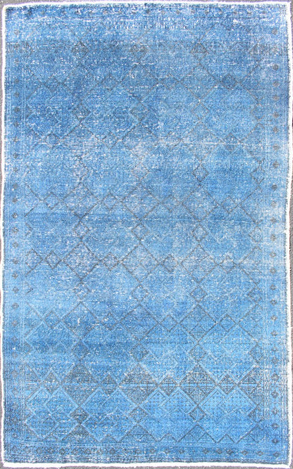 Vintage Turkish Oushak Rug Over - dyed in Blue Color with All - Over Design Fine Weave Blue and old Blue and black Turkish vintage Konya rug, later overdyed in blue to elevate the classical design/composition, Keivan Woven Arts / rug TU - MTU - 3463, co... - Keivan Woven ArtsTU - MTU - 3463 - 12901Rug