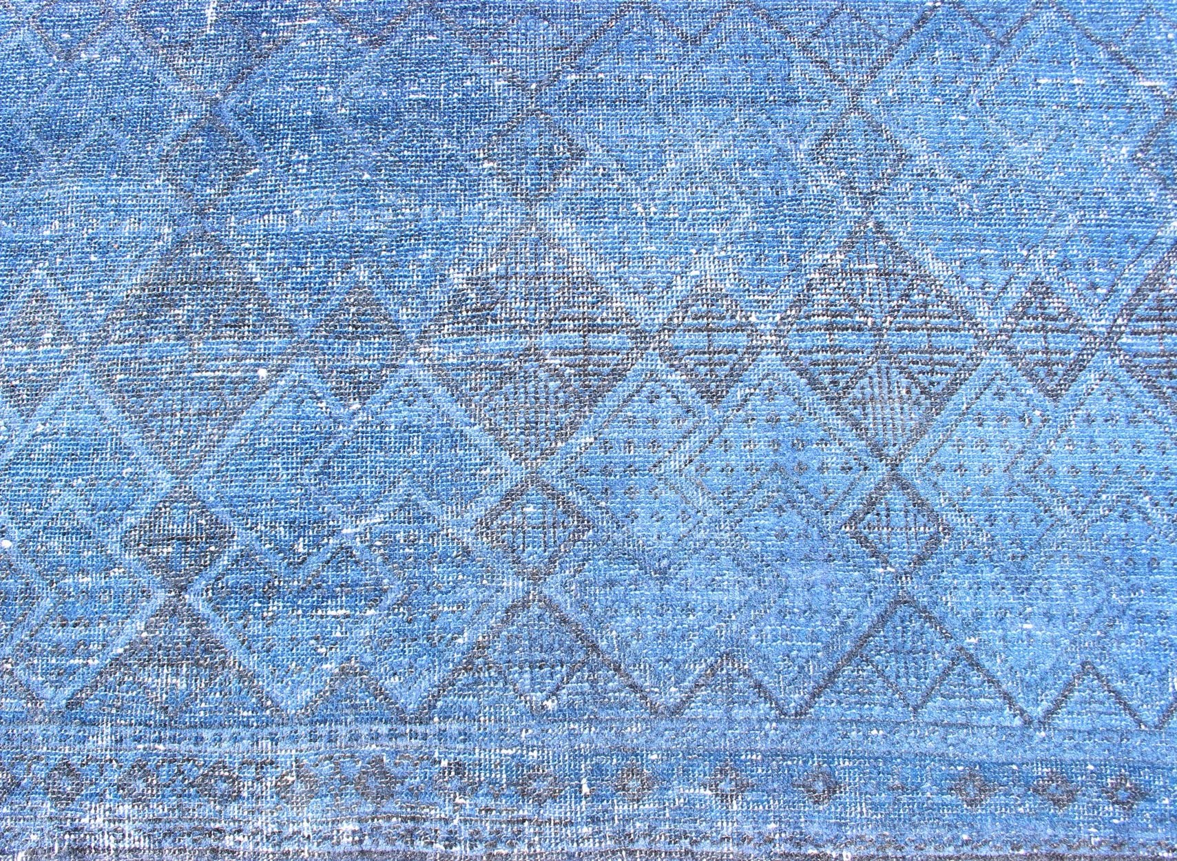 Vintage Turkish Oushak Rug Over - dyed in Blue Color with All - Over Design Fine Weave Blue and old Blue and black Turkish vintage Konya rug, later overdyed in blue to elevate the classical design/composition, Keivan Woven Arts / rug TU - MTU - 3463, co... - Keivan Woven ArtsTU - MTU - 3463 - 12901Rug