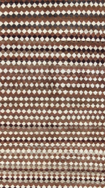 Mid - Century Modern Rug with All - Over Checkerboard Pattern in Multi Brown Tones. Mid - Century Modern Rug with all - over small diamonds and Checkerboard pattern in Various brown colors and ivory, rug TU - MTU - 3485, country of origin / type: Turkey / Mid... - Keivan Woven ArtsTU - MTU - 3485 - 6837Rug