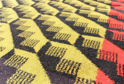 Mid - Century Modern Rug with Vivid Contemporary Pattern in Green, Red & Charcoal: Mid - Century Modern Rug in Green, Red & Charcoal rug/tu - mtu - 3487 origin/turkey kwarugs Alive with invigorating shades of vivid green and a contemporary pa... - Keivan Woven ArtsTU - MTU - 3487 - 6845Rug