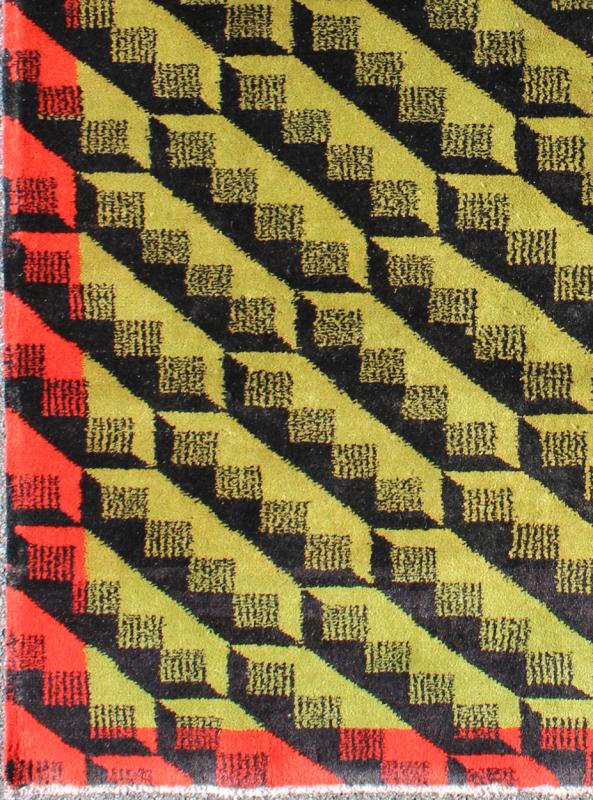 Mid - Century Modern Rug with Vivid Contemporary Pattern in Green, Red & Charcoal: Mid - Century Modern Rug in Green, Red & Charcoal rug/tu - mtu - 3487 origin/turkey kwarugs Alive with invigorating shades of vivid green and a contemporary pa... - Keivan Woven ArtsTU - MTU - 3487 - 6845Rug