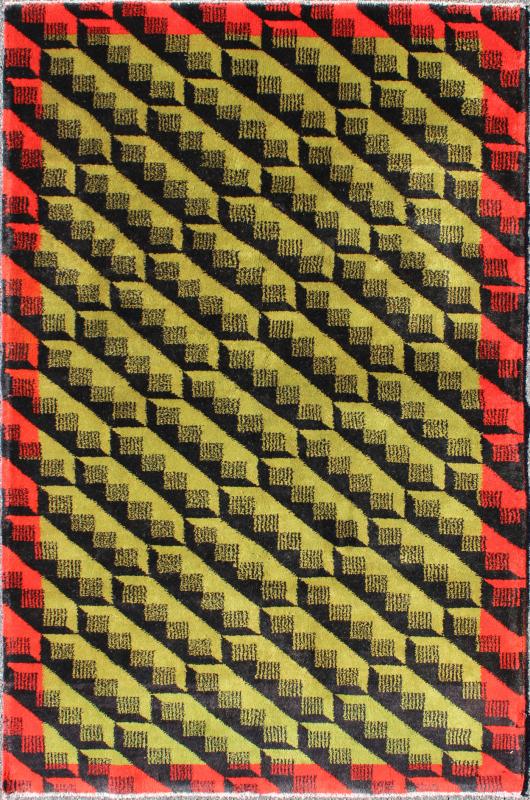 Mid - Century Modern Rug with Vivid Contemporary Pattern in Green, Red & Charcoal: Mid - Century Modern Rug in Green, Red & Charcoal rug/tu - mtu - 3487 origin/turkey kwarugs Alive with invigorating shades of vivid green and a contemporary pa... - Keivan Woven ArtsTU - MTU - 3487 - 6845Rug