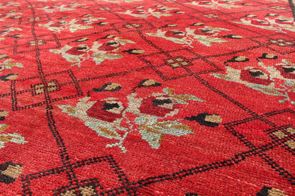 Vintage Turkish Konya Rug in Regal Red and Black Latticework Pattern Measures: 8' x 10'8 Handwoven in Turkey, this one - of - a - kind vintage Konya rug creates a dynamic aesthetic through rich color and traditional patterns. A nod to rich Ott... - Keivan Woven ArtsTU - MTU - 3491 - 6859Rug