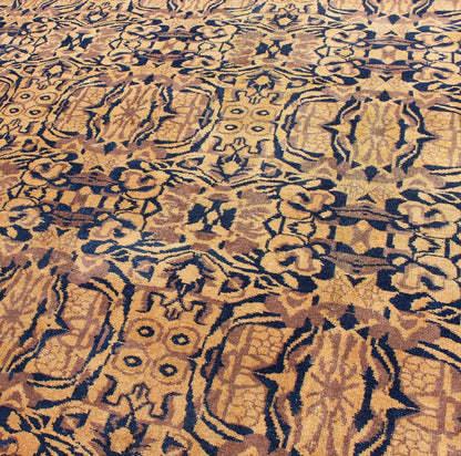 Vintage Mid - Century Modern Style in Navy, Camel, Caramel, Coffee & Golden Colors. Mid - Century Rug, Vintage Modern design Rug in Navy, Gold, Camel, Coffee, mocha and caramel Colors. Rug/TU - MTU - 3498. This Mid - Century Modern style rug feat... - Keivan Woven ArtsTU - MTU - 3498 - 7229Rug
