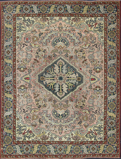 Hand Knotted Turkish Oushak Rug with Floral Design in Light Pink and Steel Blue. Hand Knotted Turkish Oushak Rug with Floral Design in Light Pink and Steel Blue. Keivan Woven Arts / rug / TU - MTU - 3612, mid - 20th century Large vintage oushak. Measures... - Keivan Woven ArtsTU - MTU - 3612 - 7239Rug