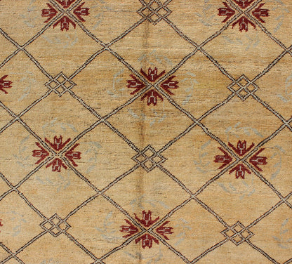 Vintage Turkish Cross - Hatch Trellis Design Oushak Rug by Keivan Woven Arts Measures: 4'2 x 9'7 This 1940's Turkish Oushak features a cross hatch design with sub - geometric motifs in the crossings. The field is rendered in a creamy yellow, ... - Keivan Woven ArtsTU - MTU - 3630 - 6881Rug