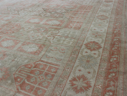 Vintage Turkish Khotan Rug with Sub - Geometric Grid Design and Detailed Borders, rug tu - mtu - 3748, country of origin / type: Turkey / Khotan, circa 1950 This stunning vintage Turkish Oushak carpet (circa mid - 20th century) features an alternating g... - Keivan Woven ArtsTU - MTU - 3748 - 9160Rug